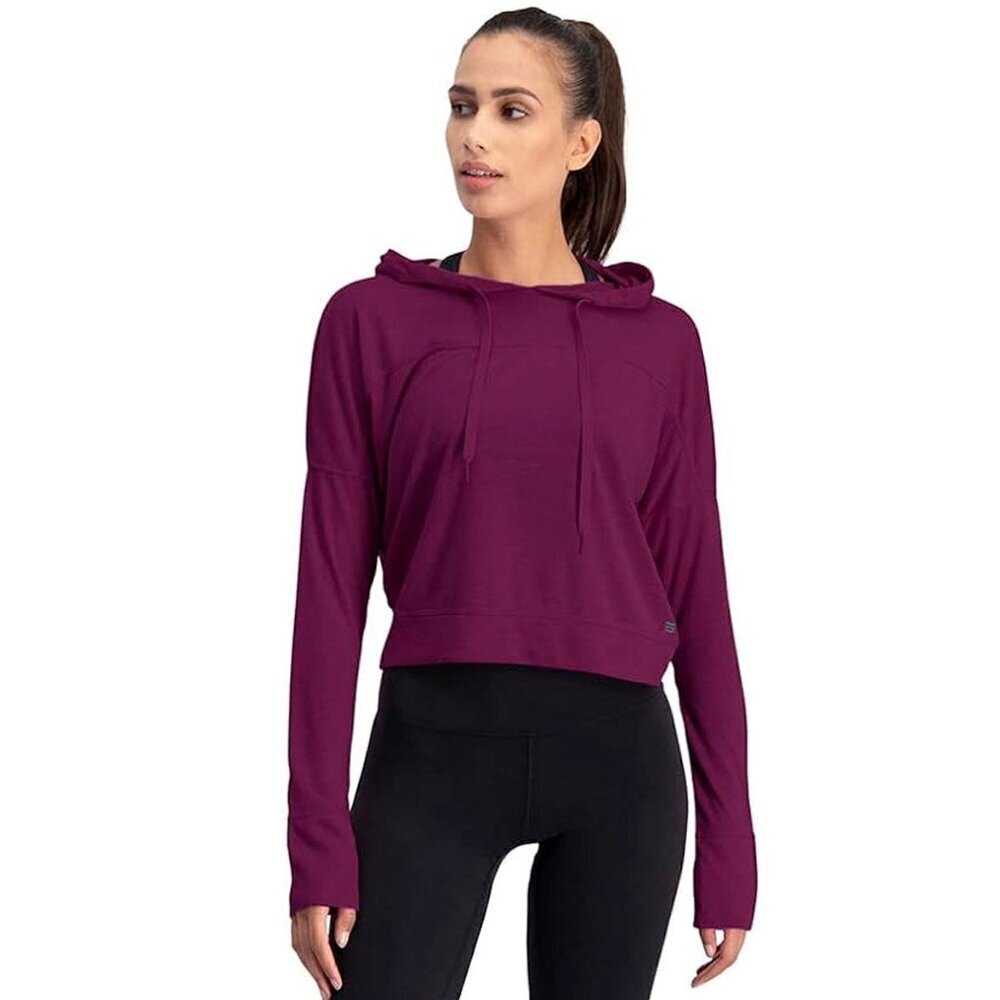 Three Sixty Six Women's Hoodie Crop Top Potent Purple Size Medium